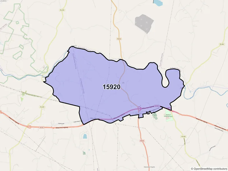 Map of ZIP Code 15920 — Armagh, PA
