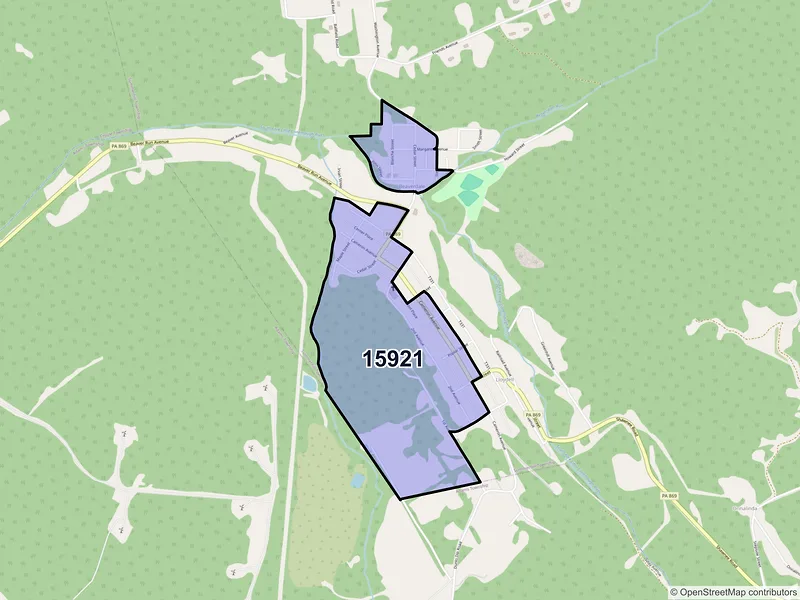 Map of Beaverdale, Pennsylvania and ZIP codes
