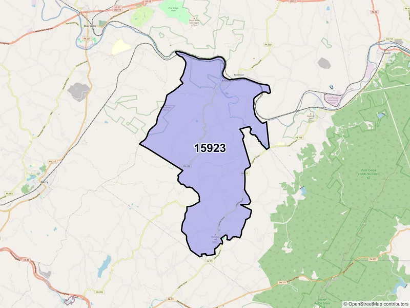 Map of Bolivar, Pennsylvania and ZIP codes