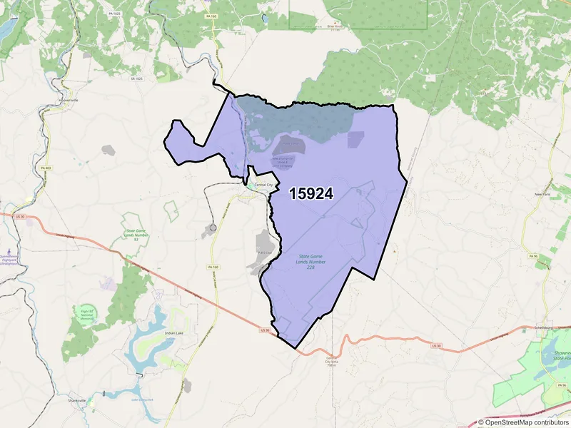 Map of ZIP Code 15924 — Cairnbrook, PA