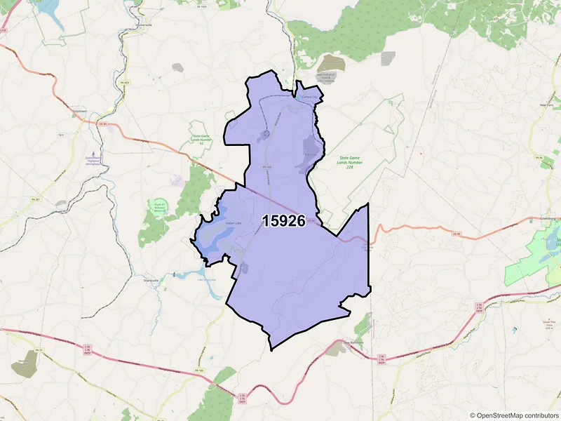 Map of ZIP Code 15926 — Central City, PA