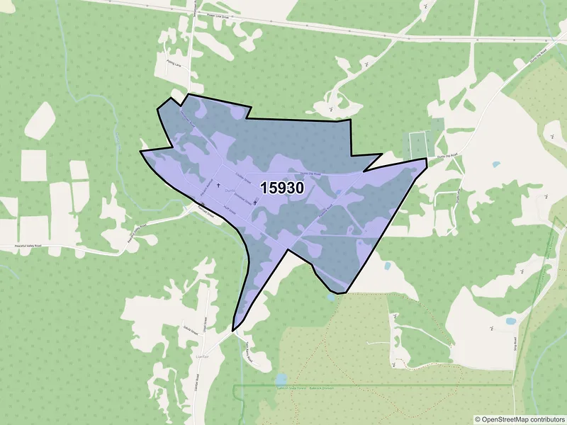 Map of Dunlo, Pennsylvania and ZIP codes