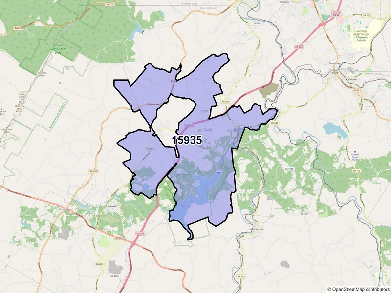 Map of ZIP Code 15935 — Hollsopple, PA