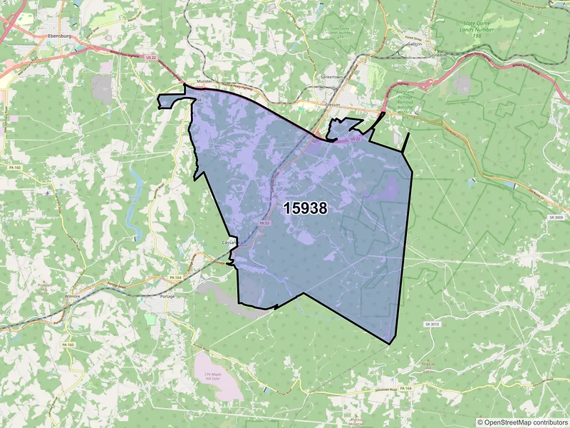 Map of Lilly, Pennsylvania and ZIP codes