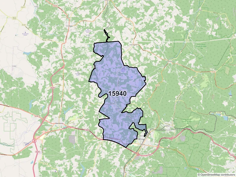 Map of ZIP Code 15940 — Loretto, PA