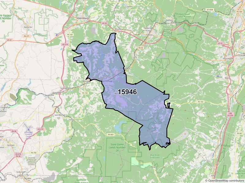 Map of ZIP Code 15946 — Portage, PA