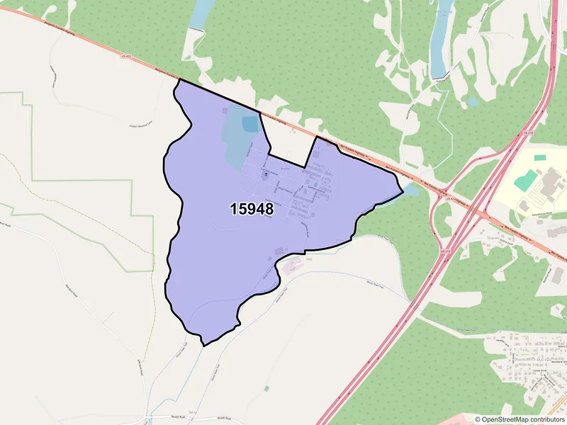 Map of Revloc, Pennsylvania and ZIP codes