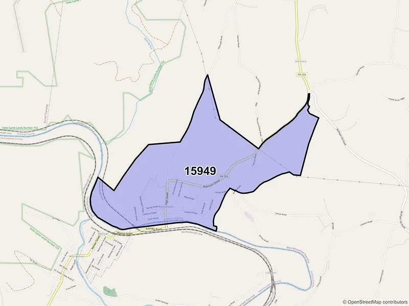 Map of ZIP Code 15949 — Robinson, PA