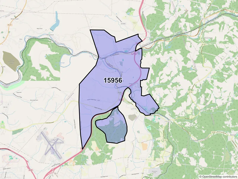 Map of ZIP Code 15956 — South Fork, PA