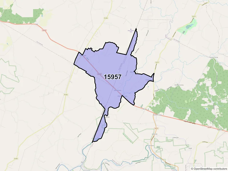 Map of ZIP Code 15957 — Strongstown, PA