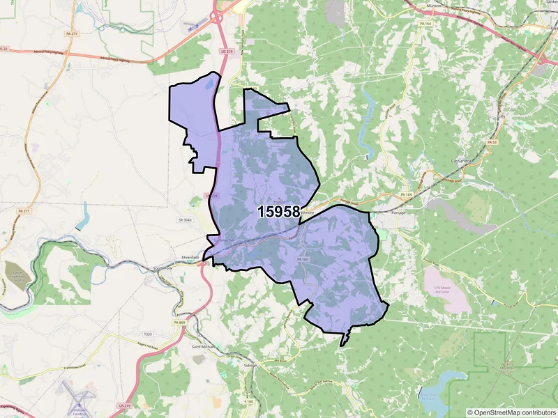 Map of ZIP Code 15958 — Summerhill, PA