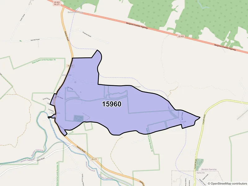 Map of Twin Rocks, Pennsylvania and ZIP codes