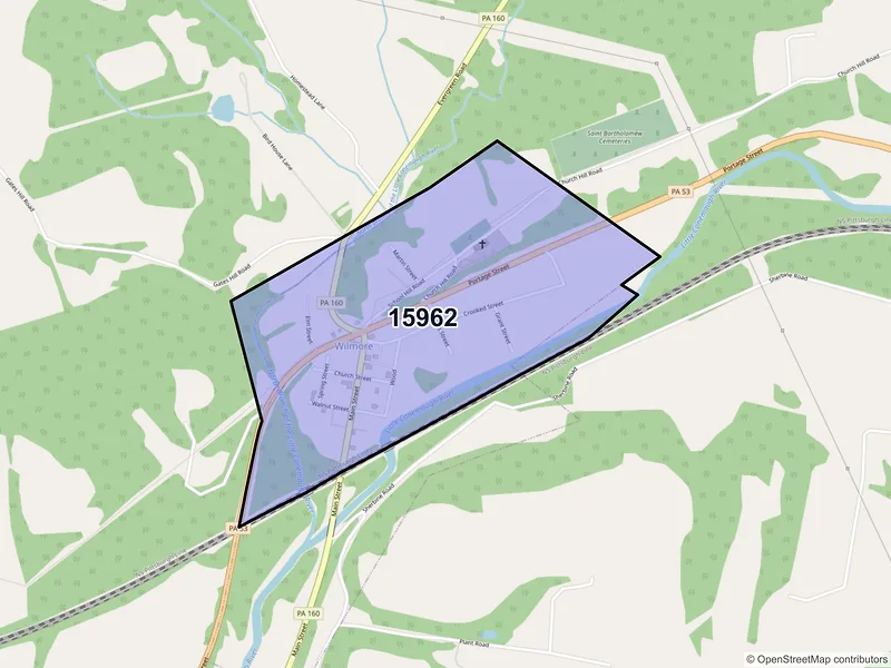 Map of Wilmore, Pennsylvania and ZIP codes