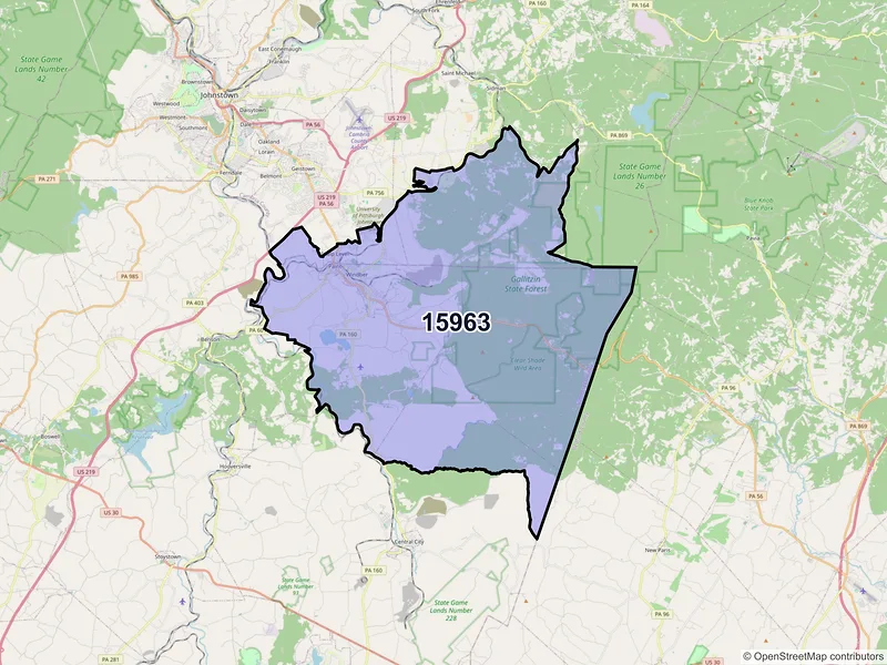 Map of Windber, Pennsylvania and ZIP codes
