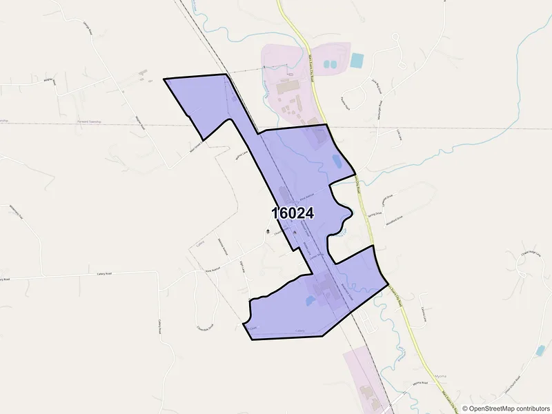 Map of Callery, Pennsylvania and ZIP codes