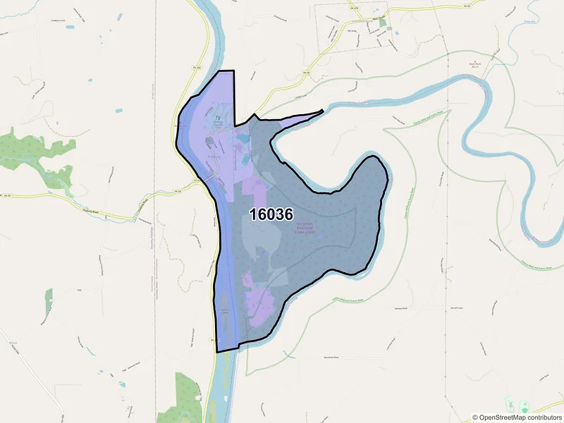 Map of Foxburg, Pennsylvania and ZIP codes