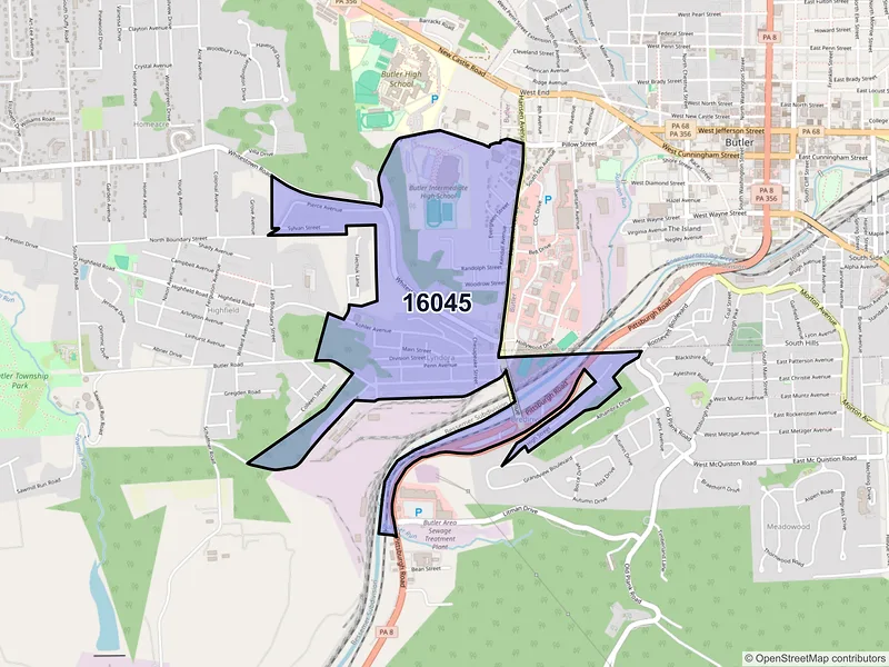 Map of ZIP Code 16045 — Lyndora, PA