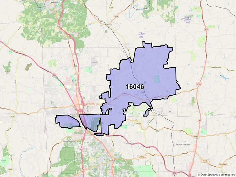 Map of Mars, Pennsylvania and ZIP codes