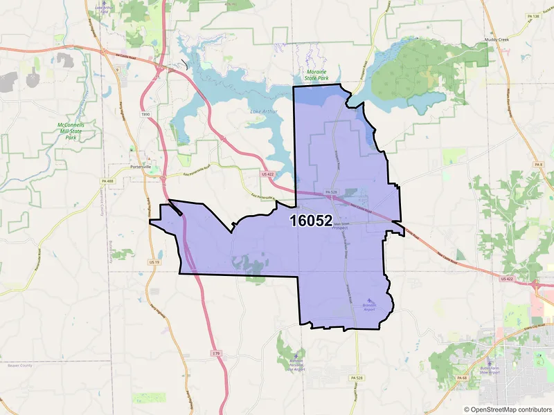 Map of Prospect, Pennsylvania and ZIP codes