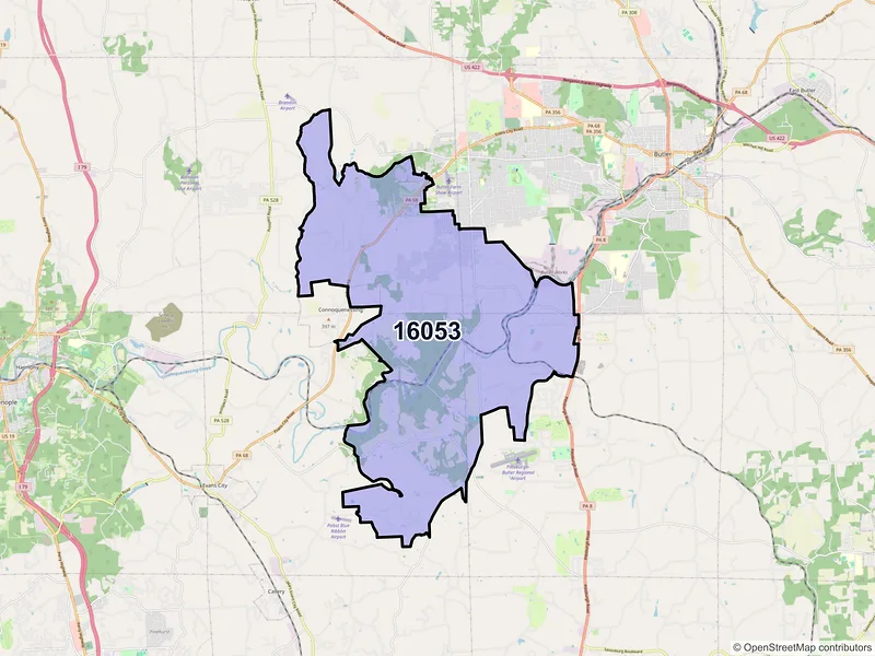 Map of Renfrew, Pennsylvania and ZIP codes