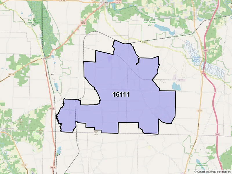Map of ZIP Code 16111 — Atlantic, PA