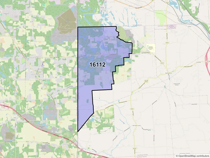Map of Bessemer, Pennsylvania and ZIP codes