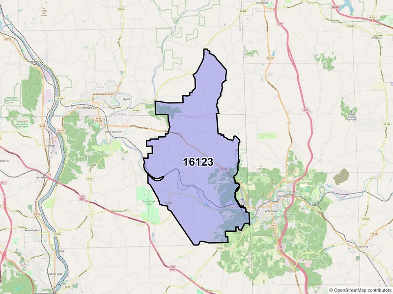 Map of Fombell, Pennsylvania and ZIP codes
