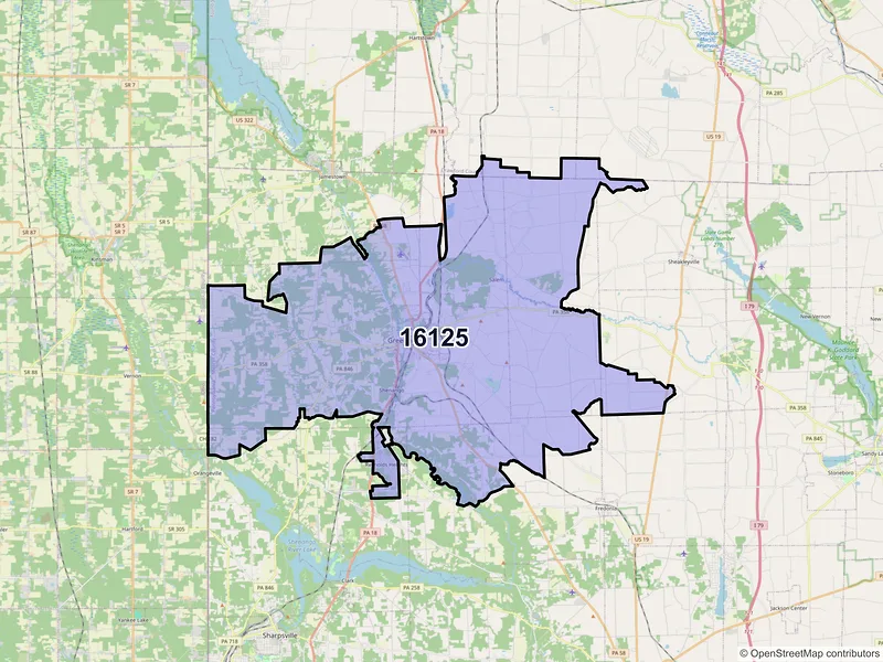 Map of ZIP Code 16125 — Greenville, PA