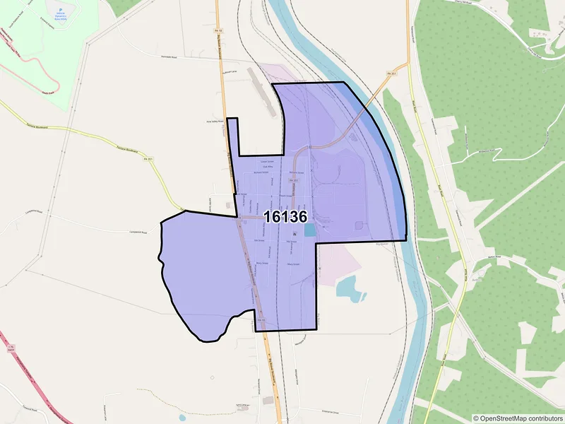 Map of Koppel, Pennsylvania and ZIP codes
