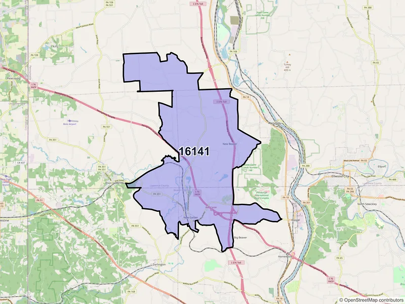 Map of ZIP Code 16141 — New Galilee, PA