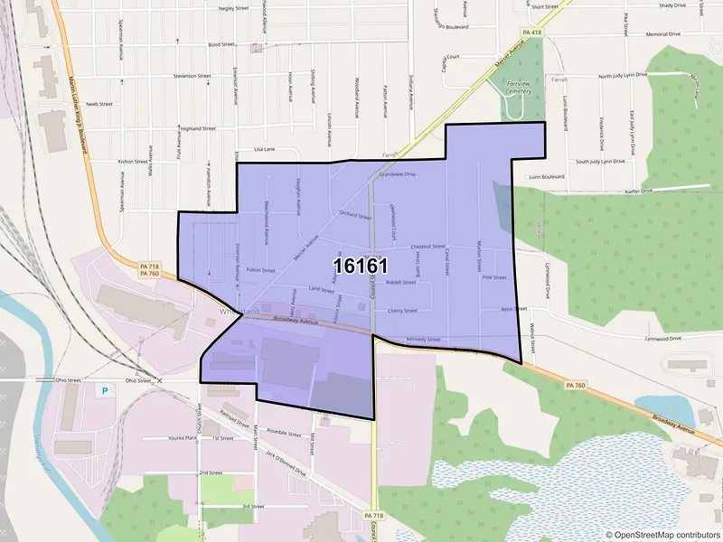 Map of Wheatland, Pennsylvania and ZIP codes