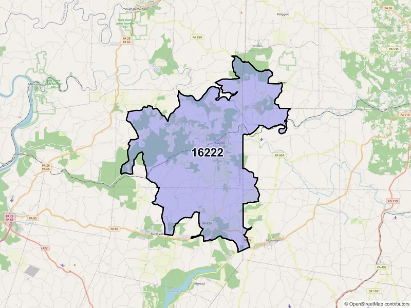 Map of Dayton, Pennsylvania and ZIP codes