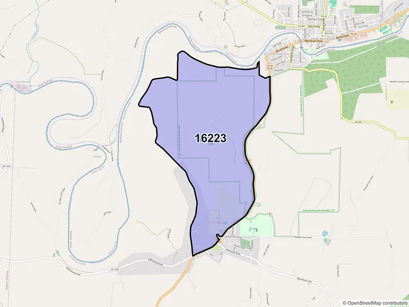 Map of Distant, Pennsylvania and ZIP codes