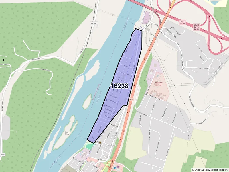 Map of Manorville, Pennsylvania and ZIP codes