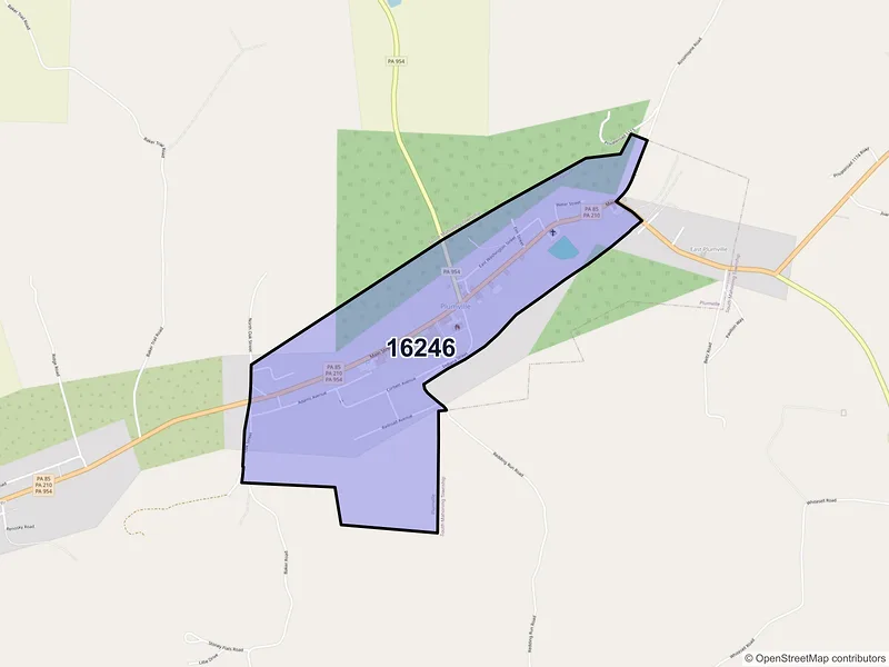 Map of Plumville, Pennsylvania and ZIP codes