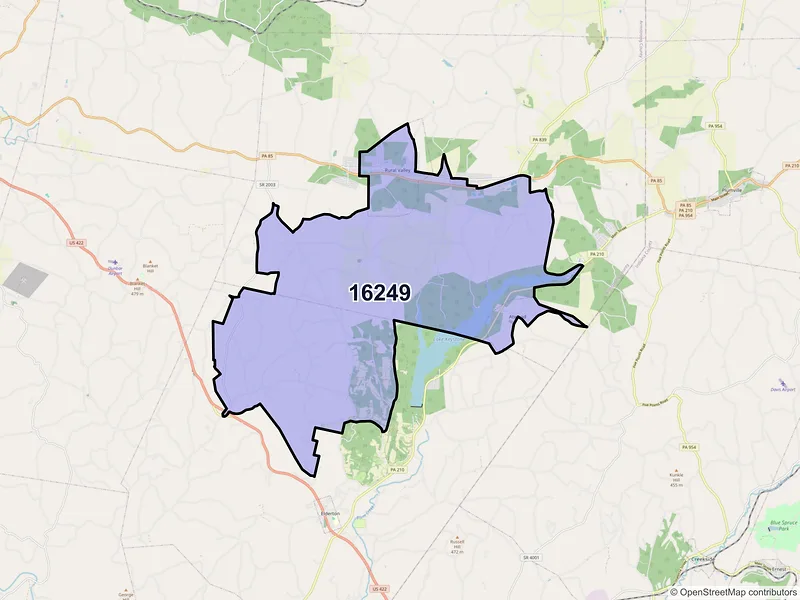 Map of ZIP Code 16249 — Rural Valley, PA