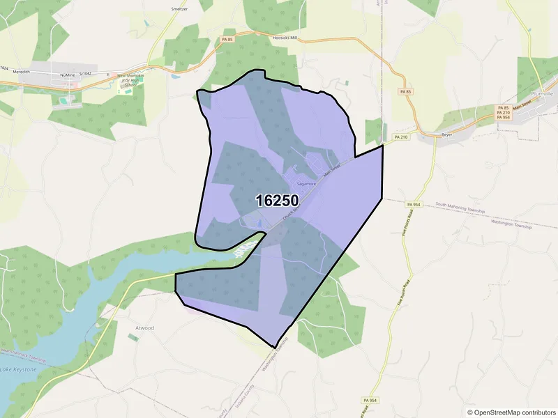 Map of Sagamore, Pennsylvania and ZIP codes