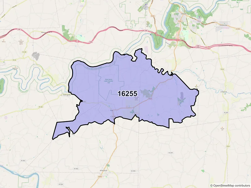 Map of Sligo, Pennsylvania and ZIP codes