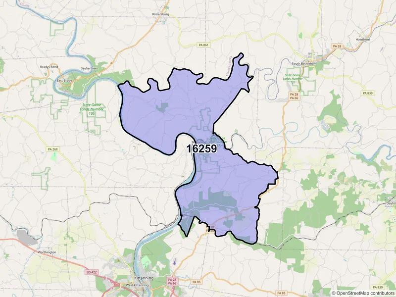 Map of Templeton, Pennsylvania and ZIP codes