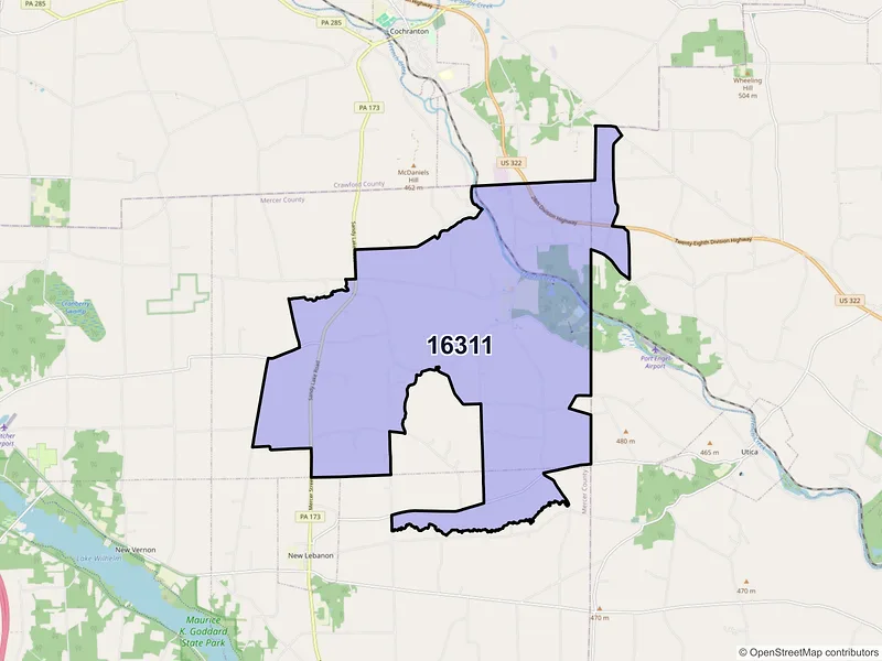 Map of ZIP Code 16311 — Carlton, PA