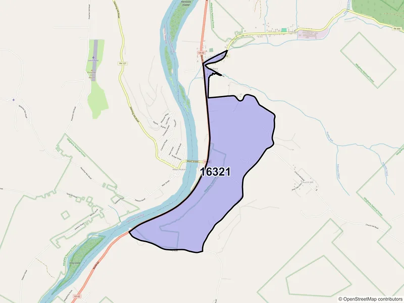 Map of East Hickory, Pennsylvania and ZIP codes