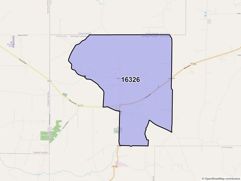 Map of ZIP Code 16326 — Fryburg, PA