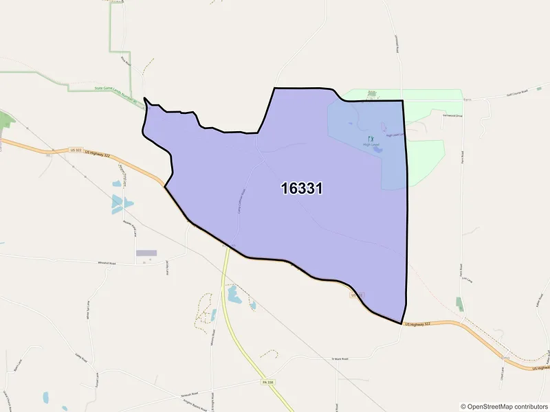 Map of ZIP Code 16331 — Kossuth, PA