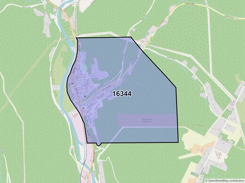Map of Rouseville, Pennsylvania and ZIP codes