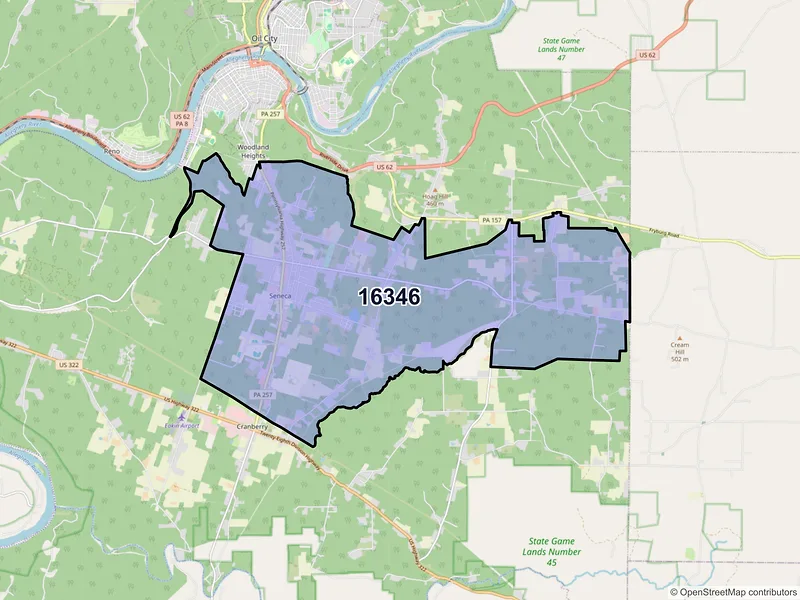 Map of ZIP Code 16346 — Seneca, PA