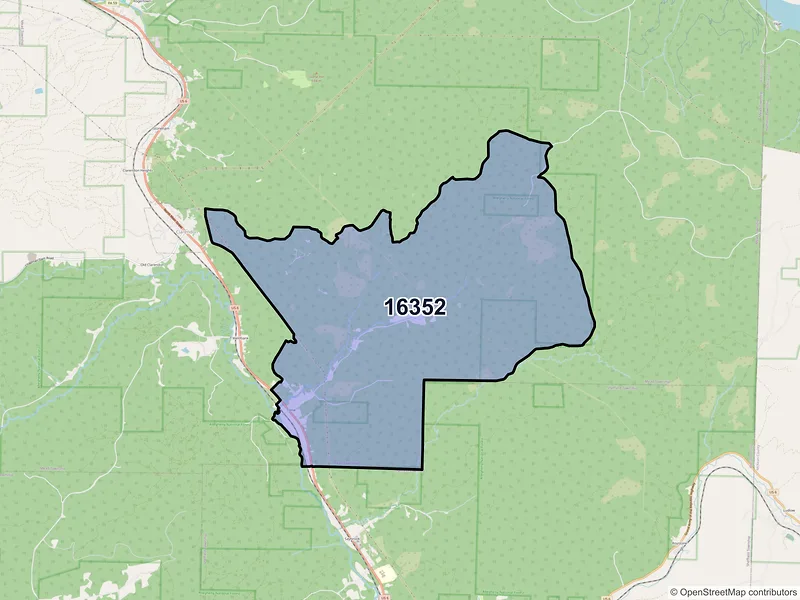 Map of Tiona, Pennsylvania and ZIP codes