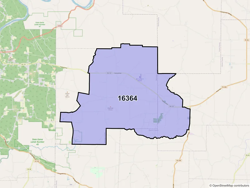 Map of ZIP Code 16364 — Venus, PA