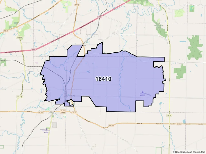 Map of Cranesville, Pennsylvania and ZIP codes