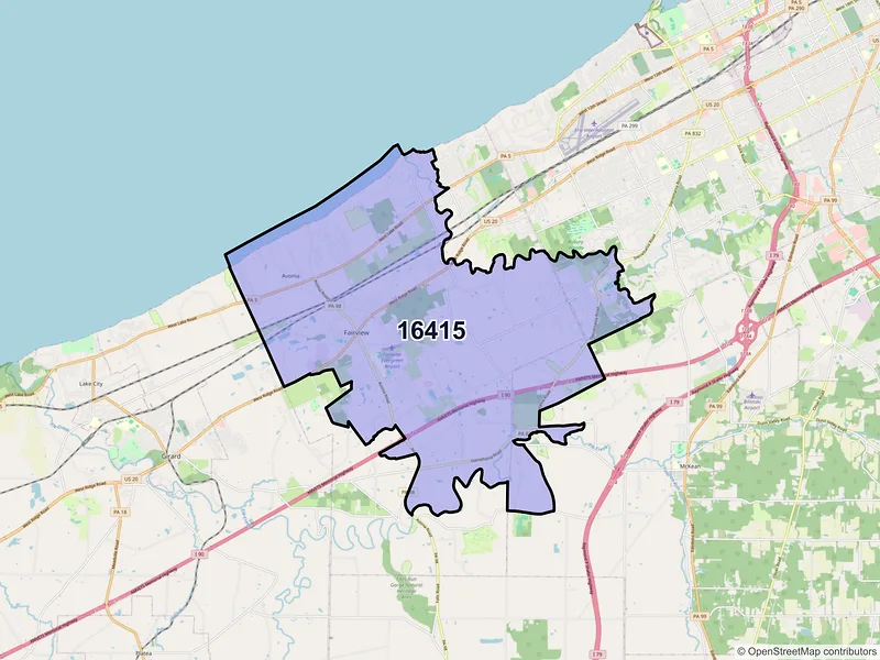 Map of ZIP Code 16415 — Fairview, PA