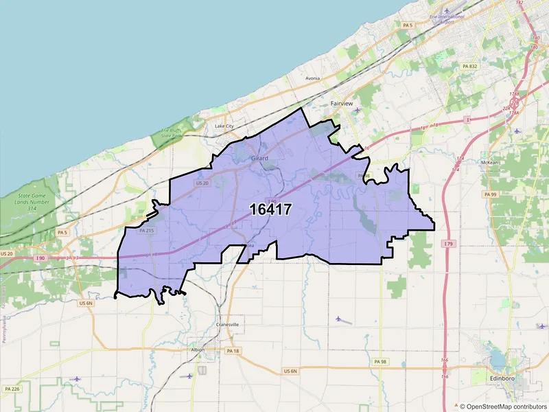 Map of ZIP Code 16417 — Girard, PA
